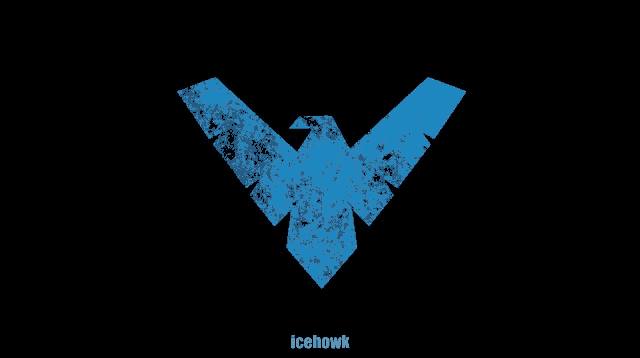 a blue bird on a black background with icehawk written below it