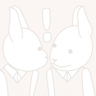 a drawing of two rabbits kissing each other on the cheek