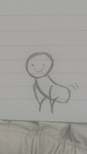 a drawing of a stick figure with a smile on its face