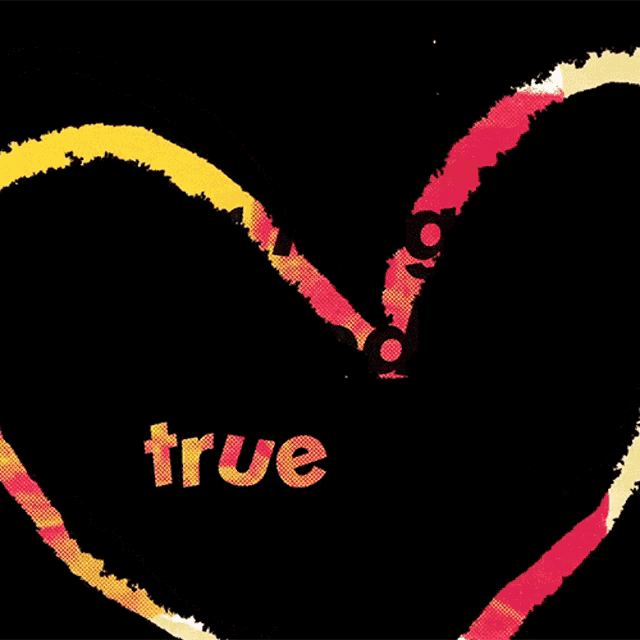 a drawing of a heart with the word true love on it