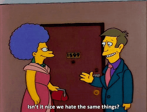 a cartoon of a man and a woman standing in front of a door with the number 1599 on it