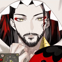 a man with a beard and red eyebrows is wearing a red hat