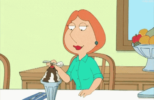 a cartoon of lois griffin eating a milkshake