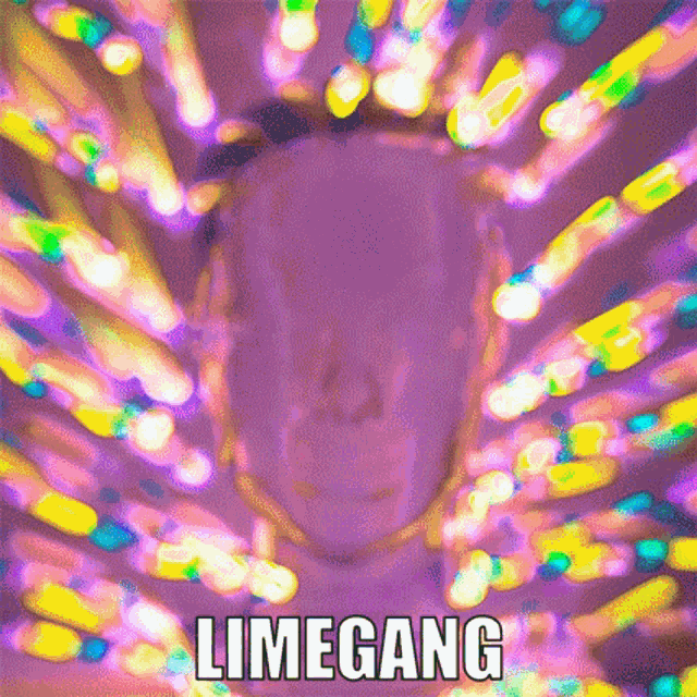 a purple background with a person 's face and the words limegang