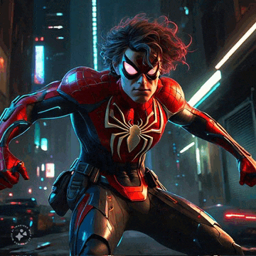 a man in a red and black spiderman costume
