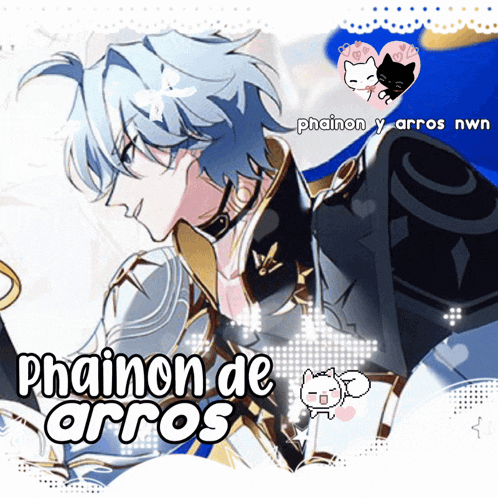 a drawing of a boy with the words phainon de arros on it