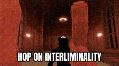 a screenshot of a video game with the words hop on interliminality on it