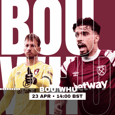 a poster for a soccer game between a goalie and a player from west ham