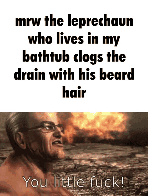 a picture of a man with glasses and a caption that says " you little fuck "