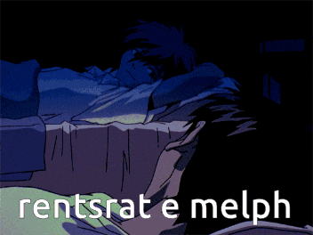 a cartoon of a boy laying down with the words rentsrat e melph above him