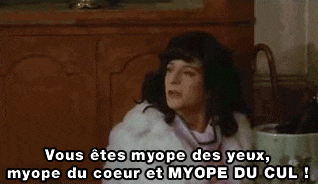a woman in a fur coat is screaming in french .