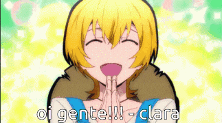 a girl with yellow hair is smiling and says oi gente !!!