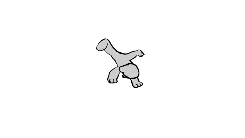 a cartoon dog is doing a handstand on its back .