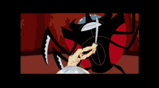 a cartoon of a samurai with a sword