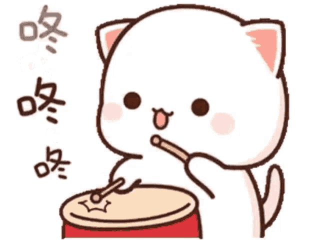 a cartoon of a cat playing a drum with sticks