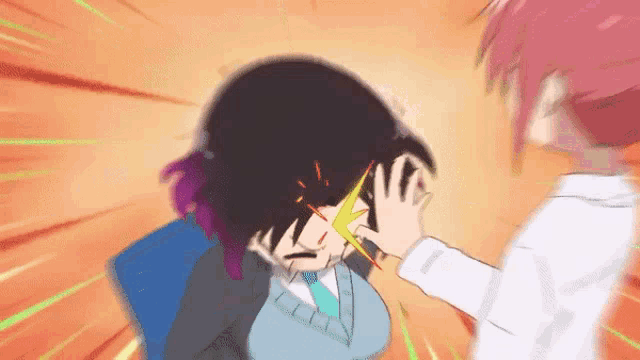 a cartoon of a girl getting punched in the face by another girl