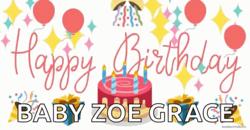 Happy Birthday Baby Zoe Grace GIF - Happy Birthday Baby Zoe Grace Balloons GIFs