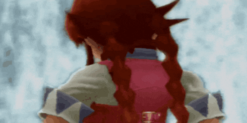 a cartoon character with red hair and a pink shirt