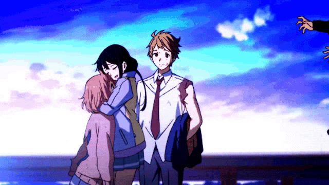 a group of anime characters are standing next to each other
