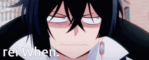 a close up of a person 's face with the words rei when written on the bottom