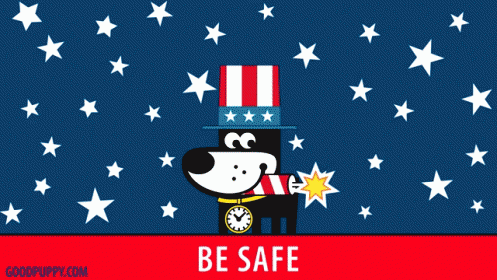 Happy 4th Of July! Be Safe & Mind Your Puppies! GIF - Pets Cartoon Holiday GIFs