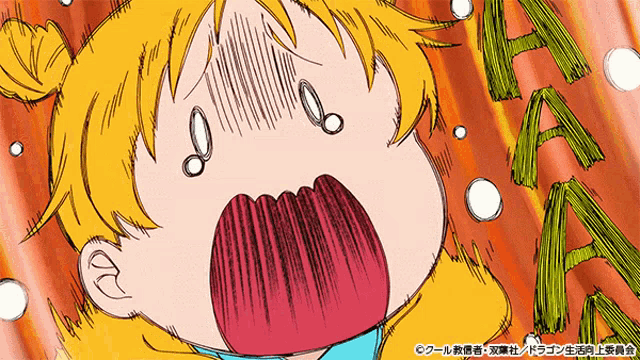 a cartoon drawing of a girl with a surprised face