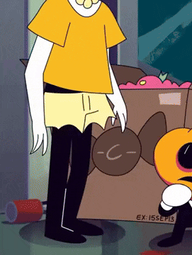 a cartoon character is standing next to a box that says ex 15sep13