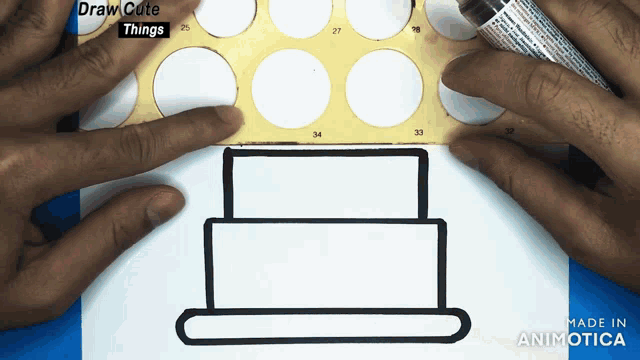 a person is using a ruler to draw a cake with the words draw cute things above it