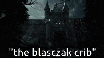 a picture of a castle with the words " the blasczak crib " on it