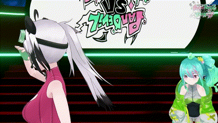two anime girls are standing next to each other in front of a sign that says vs.