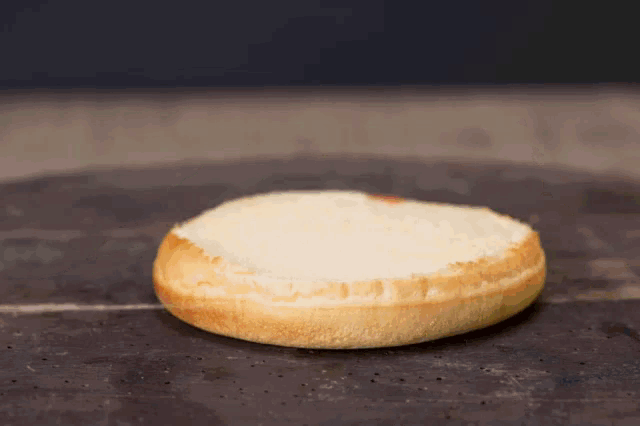 a piece of bread is sitting on a table