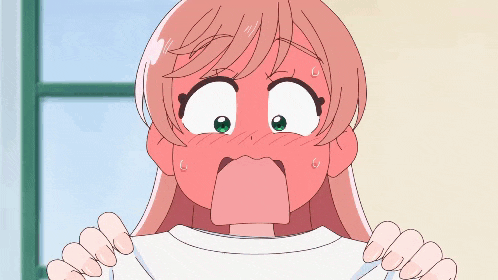a cartoon girl with a red face is holding a white shirt