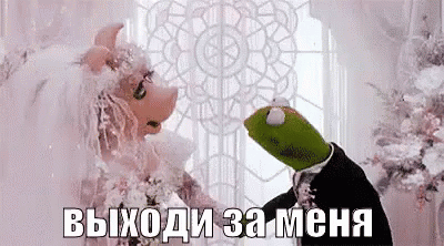 выходизаменя кермит маппетс жених невеста свадьба GIF - Marry Me Vyhodi Za Menya Kermit GIFs