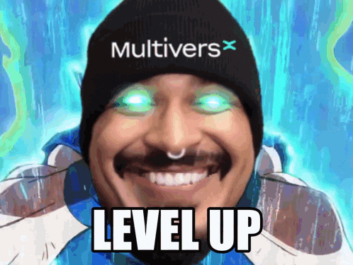 a man wearing a beanie that says multivers on it