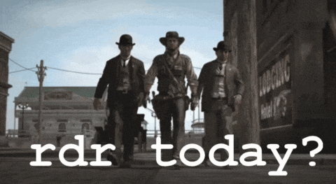 a group of men walking down a street with the words rdr today on the bottom