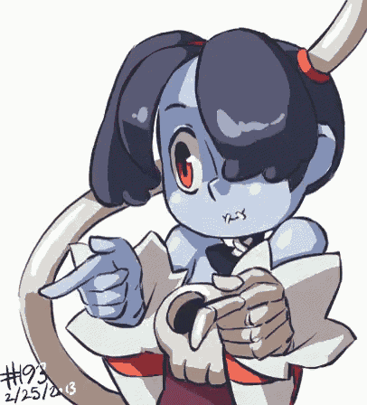 a drawing of a girl with horns and the number 93