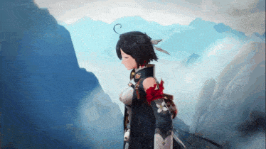 a video game character with a feather in her hair
