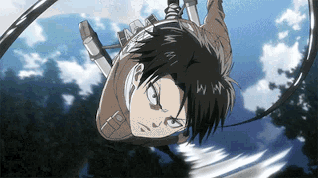 a cartoon character is flying through the air while holding a sword