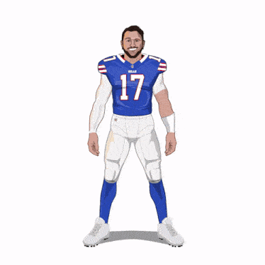 a cartoon of a man in a buffalo bills jersey