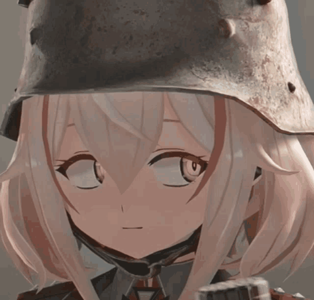 a close up of a girl wearing a helmet with spikes on it