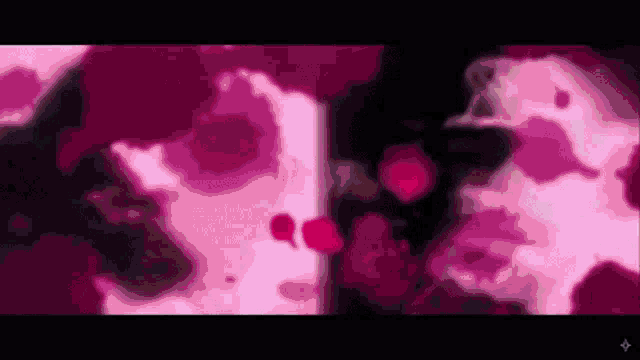 a painting of a pink and black background with a lot of purple spots .