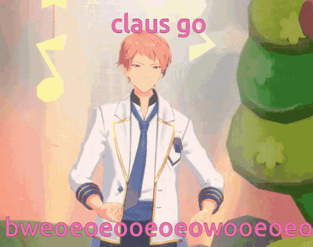 a picture of a man with the words claus go written above him