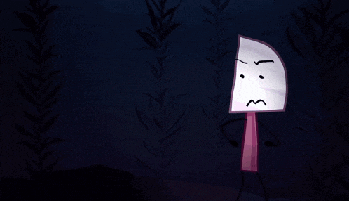 a cartoon character with an angry face is standing next to a bag of soap