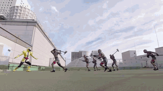 a group of soldiers are fighting each other on a field