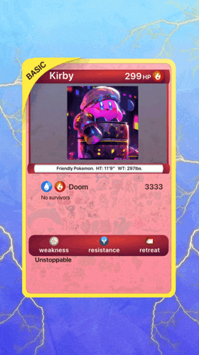 a basic kirby card has a picture of kirby on it