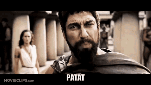a man with a beard says patat in a movie