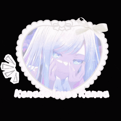 a picture of a girl in a heart shaped frame with kanade love kana written below it