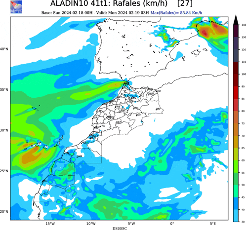 a map showing a rainfall amount of 27 km / h is shown