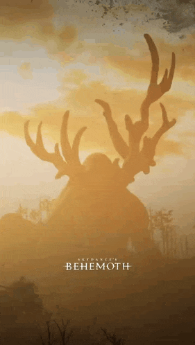 a silhouette of a deer with antlers and the word benemoth on the bottom