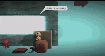 a cartoon character says fly high dude fly high